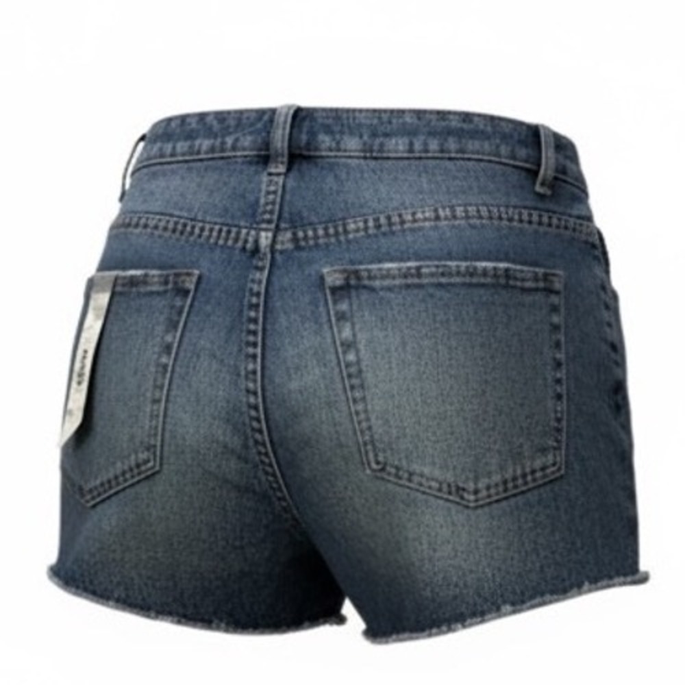 Amuse Society Denim Shorts High Waist Frayed Hem Button Fly Blue Size 27